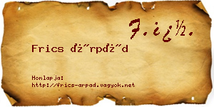 Frics Árpád névjegykártya